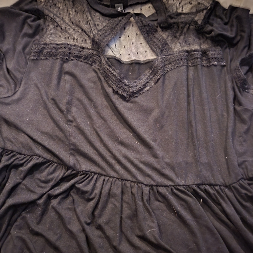 Torid size 4. Black cotton knee length dress. Cute lace top. Dress up or down.